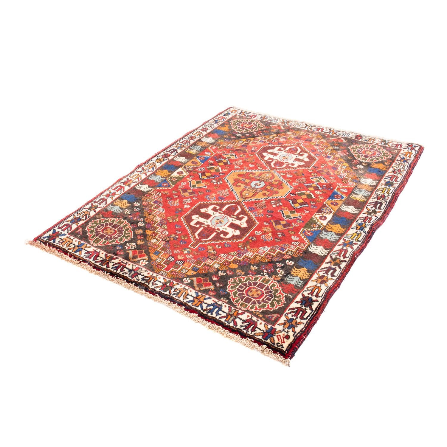 Alfombra persa - Nómada - 150 x 120 cm - rojo oscuro
