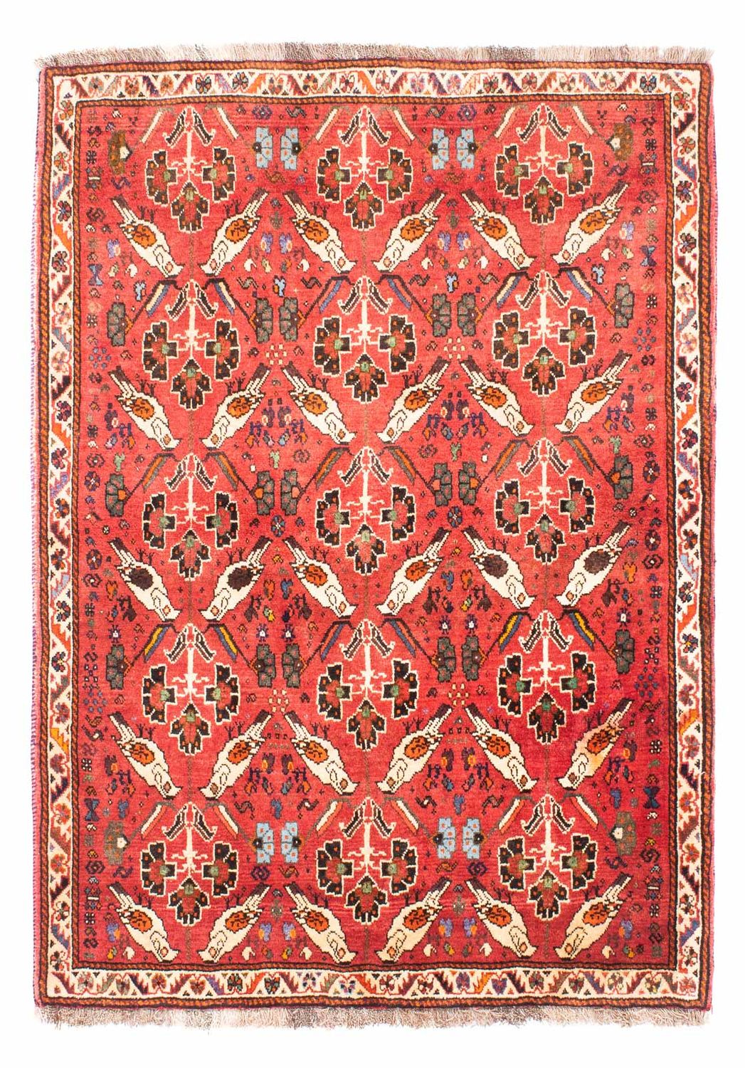 Alfombra persa - Nómada - 162 x 117 cm - rojo claro