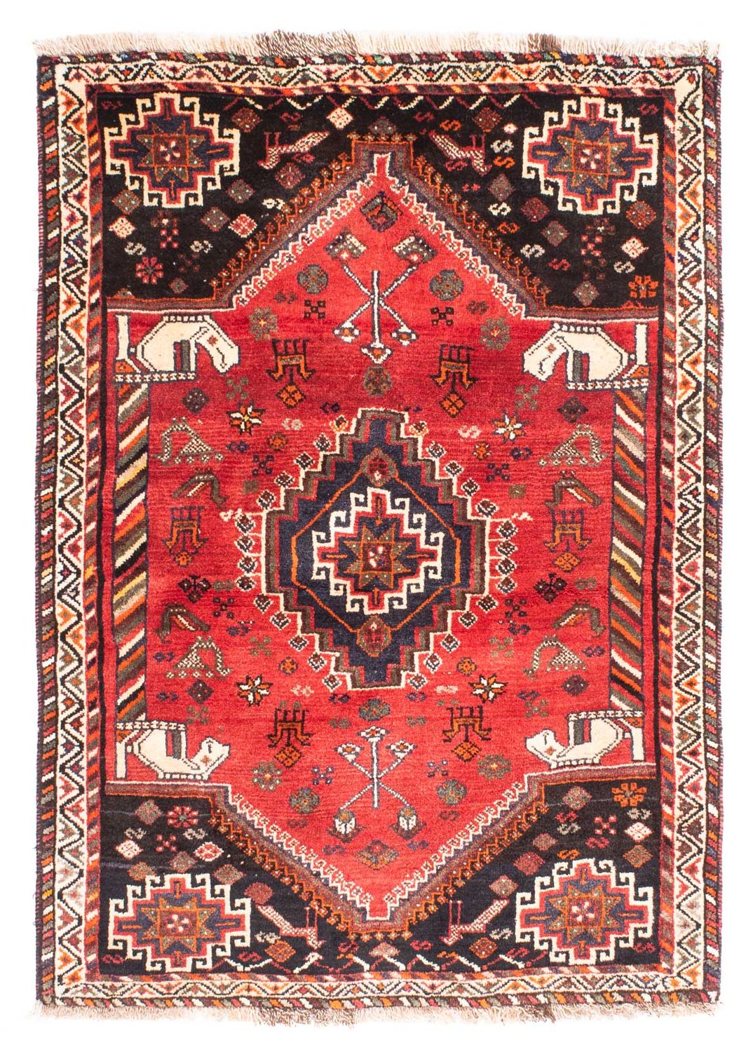 Alfombra persa - Nómada - 162 x 118 cm - rojo oscuro
