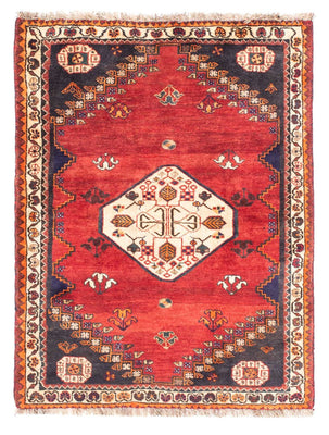 Alfombra persa - Nómada - 150 x 116 cm - rojo oscuro