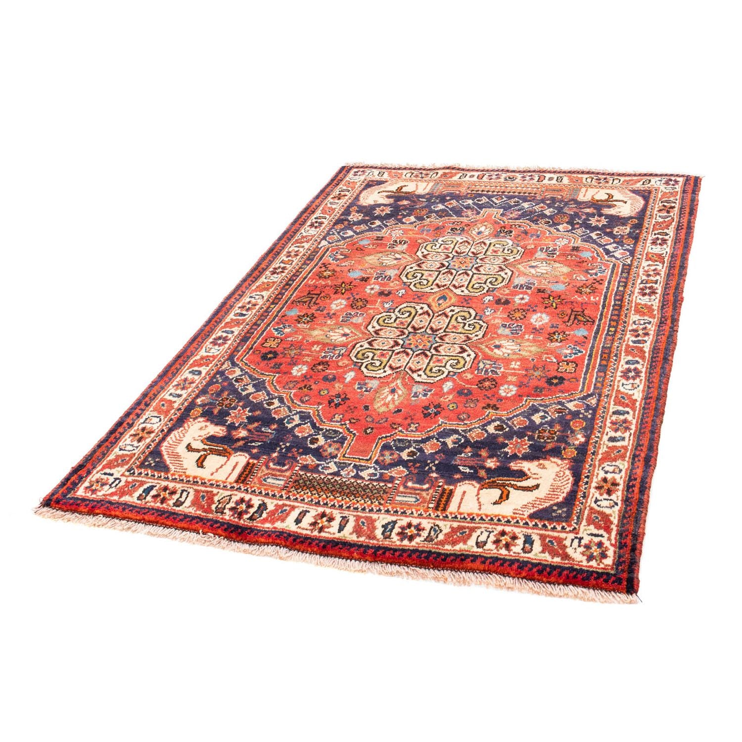 Alfombra persa - Nómada - 155 x 112 cm - rojo claro