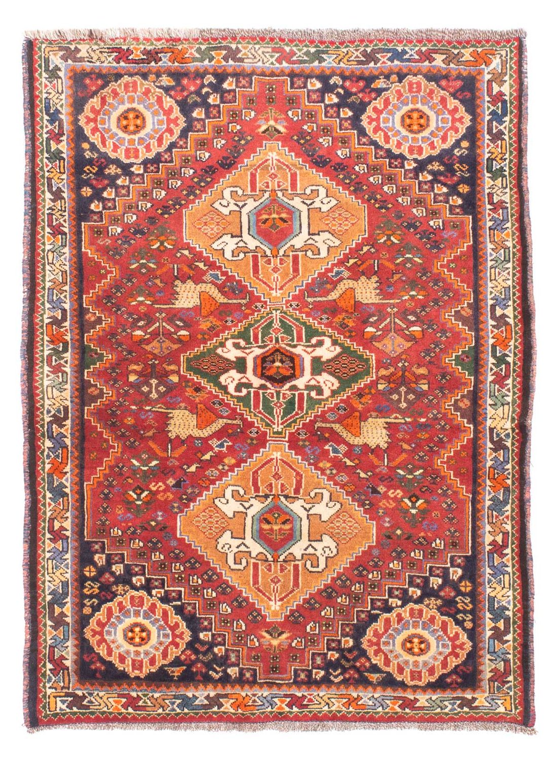 Alfombra persa - Nómada - 143 x 110 cm - rojo oscuro