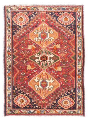 Alfombra persa - Nómada - 143 x 110 cm - rojo oscuro