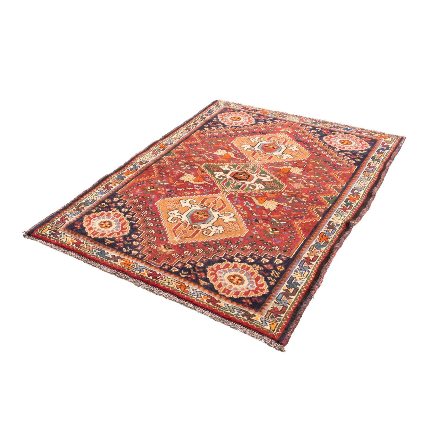 Alfombra persa - Nómada - 143 x 110 cm - rojo oscuro