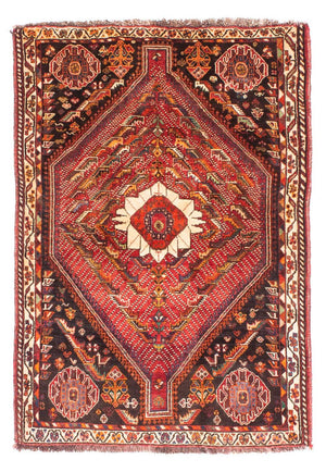Alfombra persa - Nómada - 156 x 112 cm - rojo oscuro