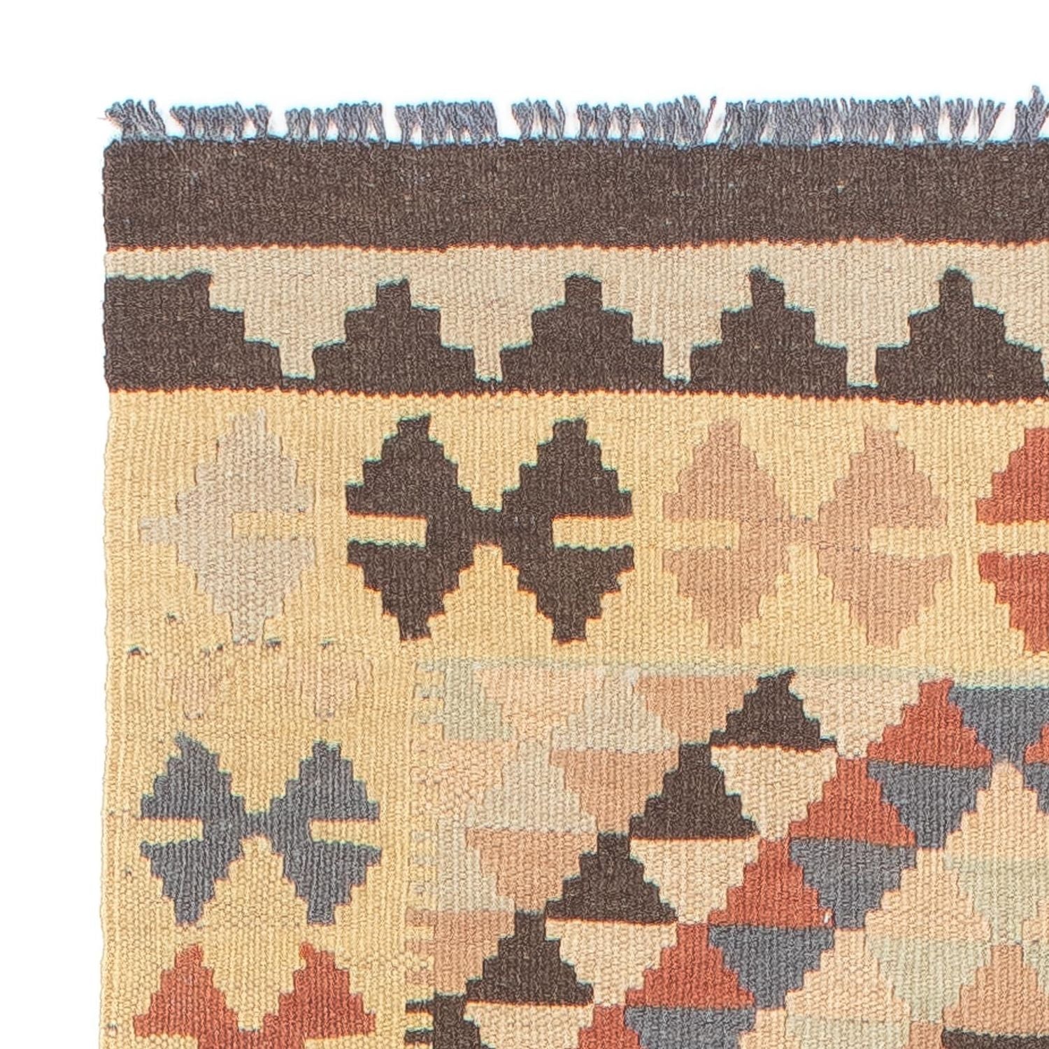 Alfombra de pasillo Alfombra Kelim - Splash - 198 x 63 cm - beige