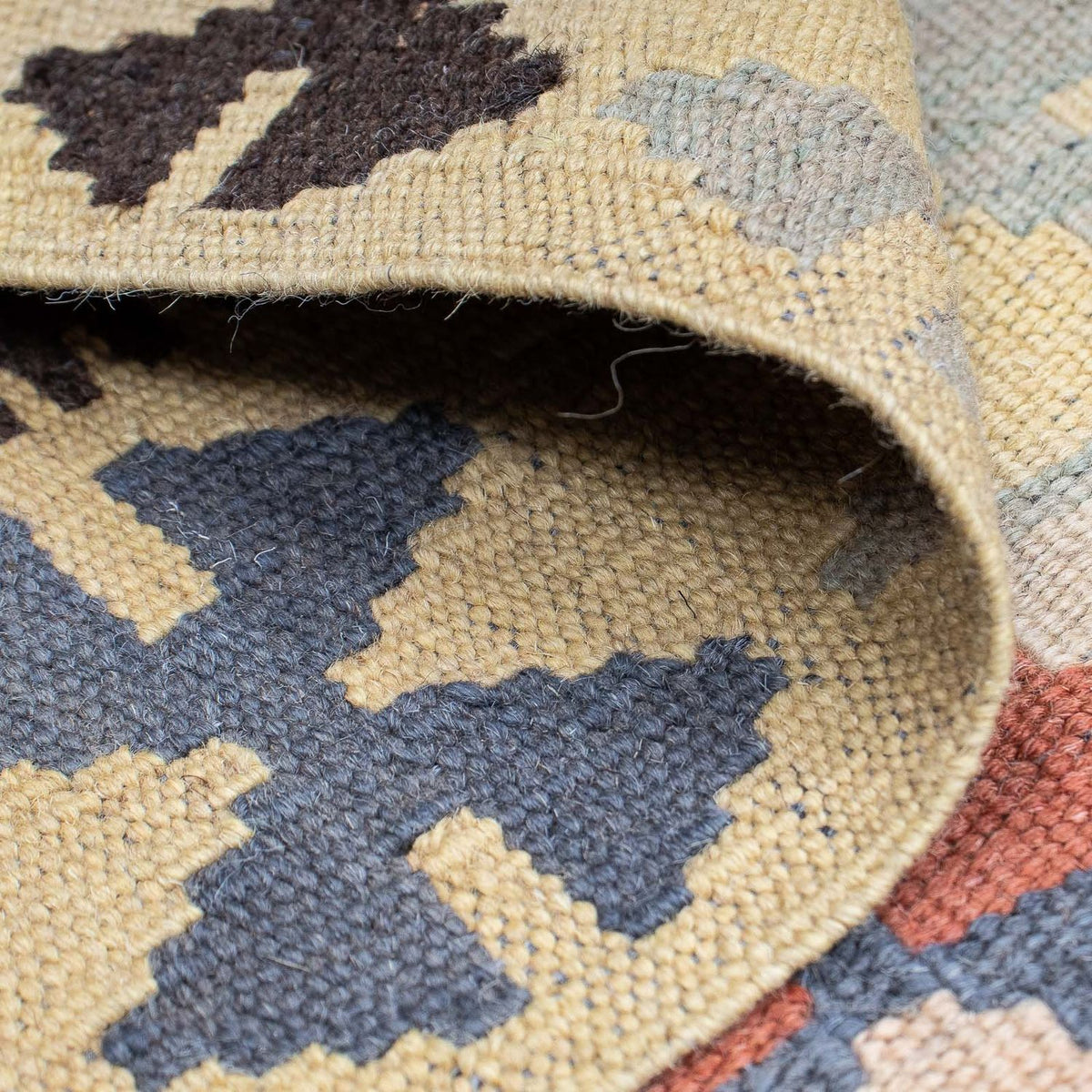 Alfombra de pasillo Alfombra Kelim - Splash - 198 x 63 cm - beige