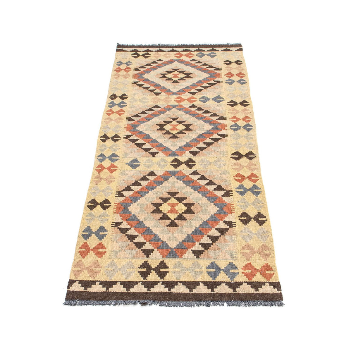 Alfombra de pasillo Alfombra Kelim - Splash - 198 x 63 cm - beige