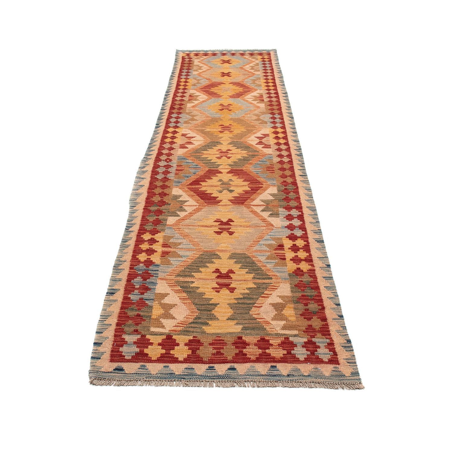 Alfombra de pasillo Alfombra Kelim - Splash - 389 x 81 cm - multicolor