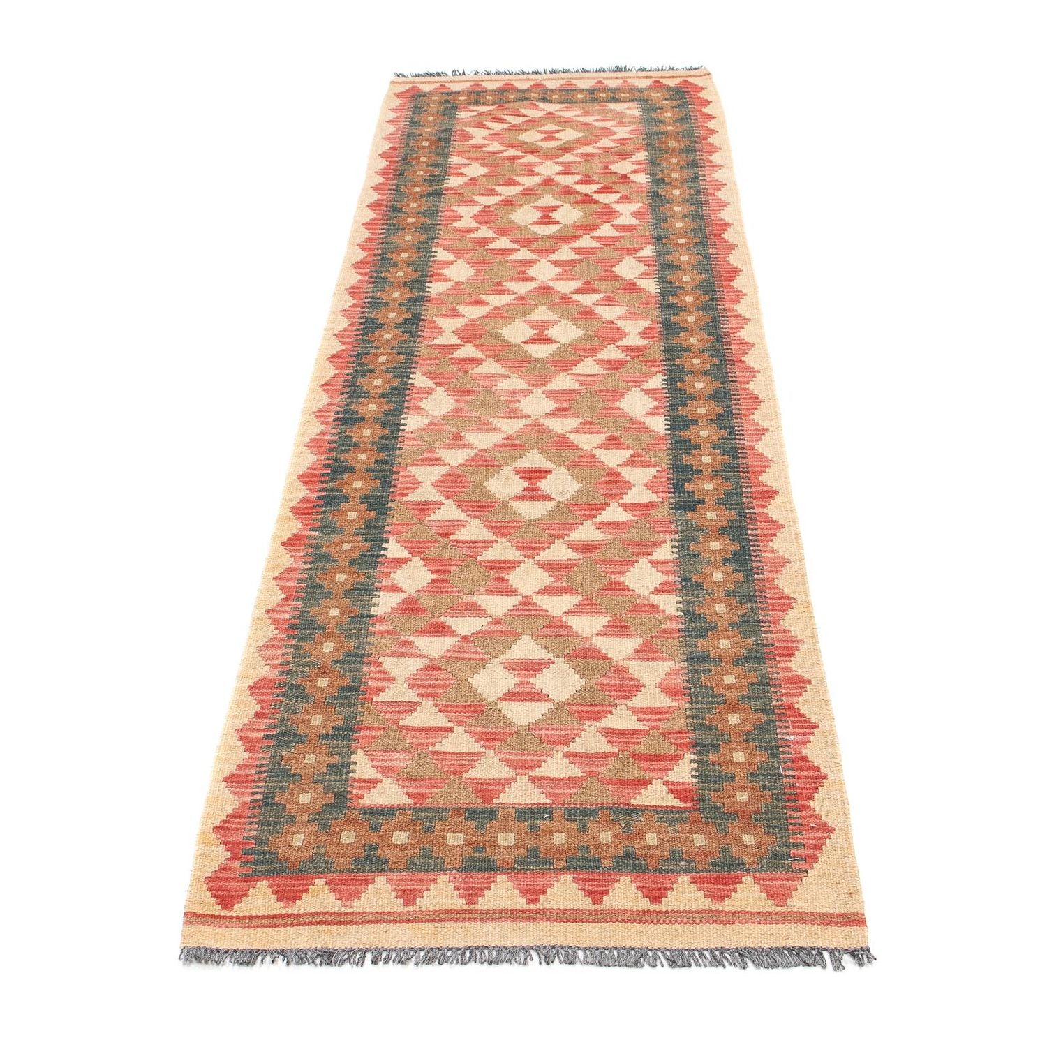 Alfombra de pasillo Alfombra Kelim - Splash - 203 x 60 cm - rojo claro