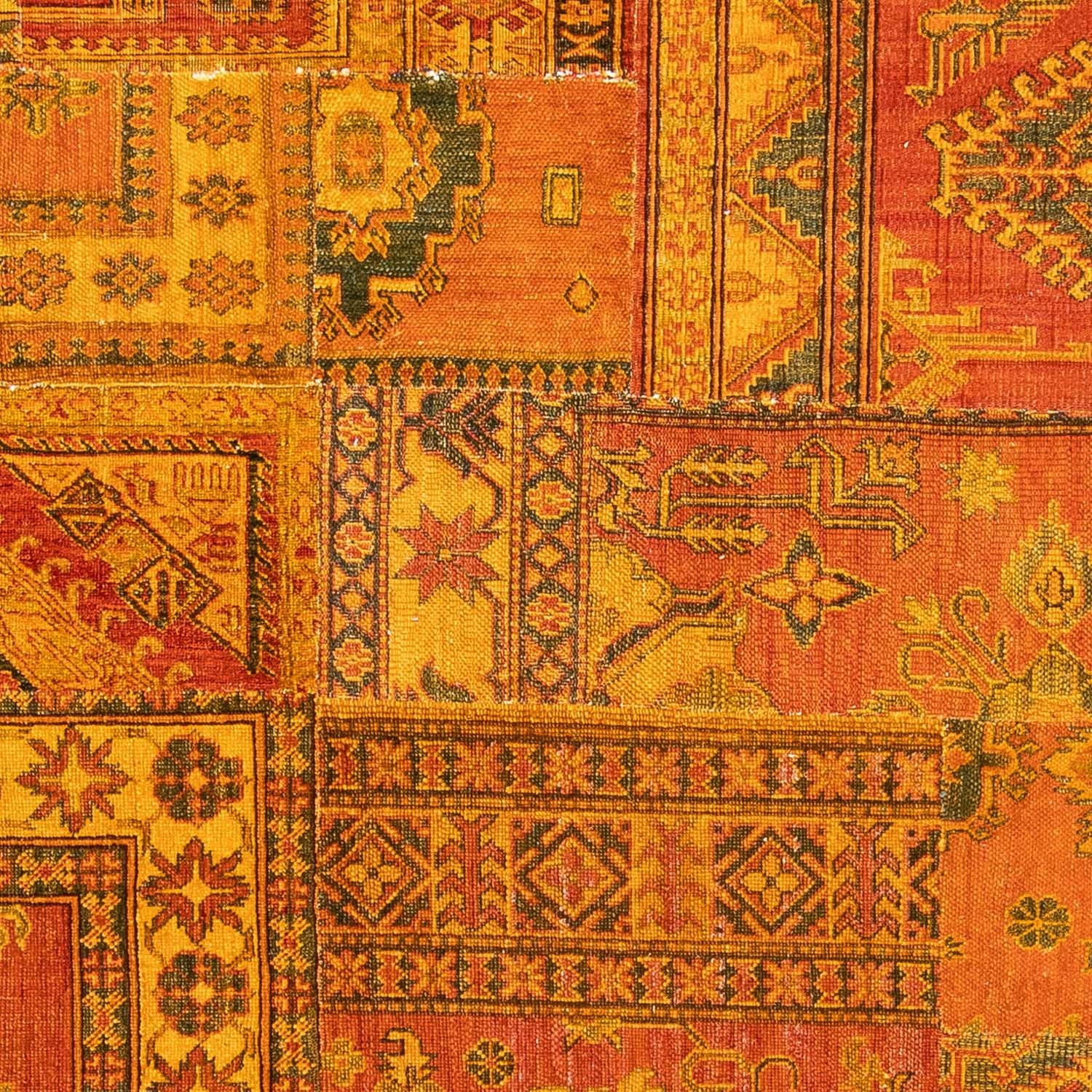 Alfombra de patchwork - 295 x 239 cm - marrón