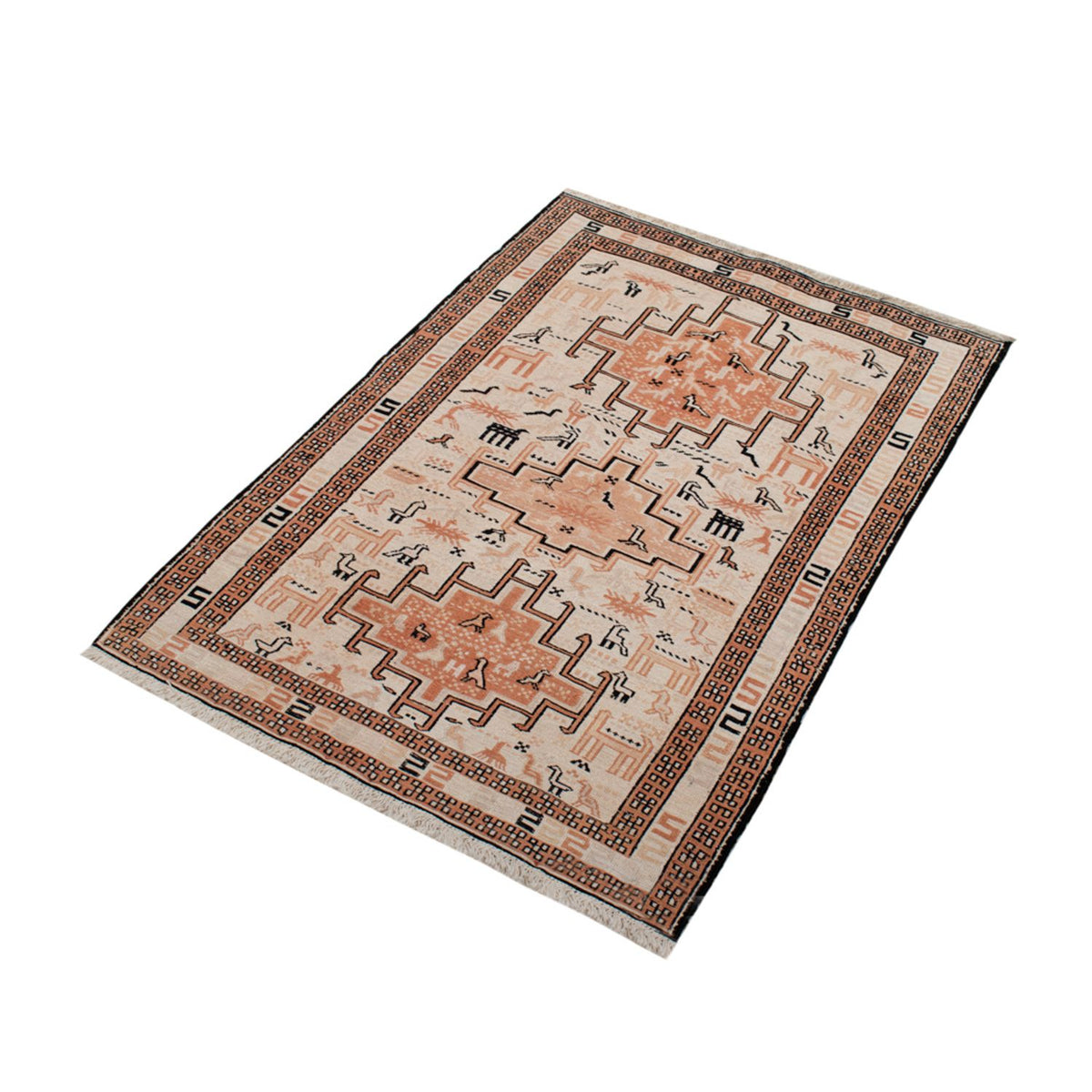 Alfombra Kelim - Oriental - 100 x 71 cm - beige