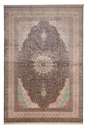 Alfombra de seda - Seda china - Real - 552 x 370 cm - azul oscuro