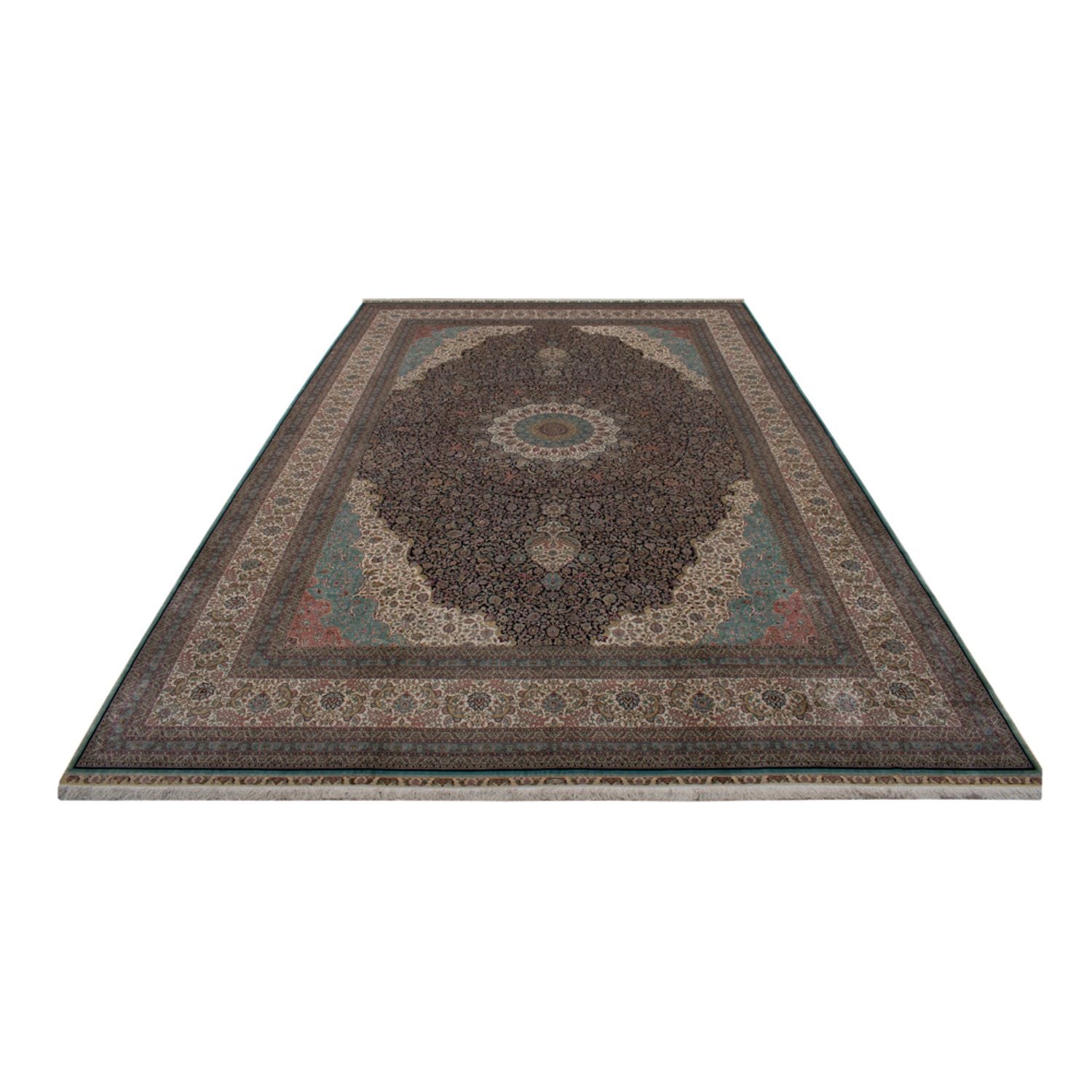Alfombra de seda - Seda china - Real - 552 x 370 cm - azul oscuro