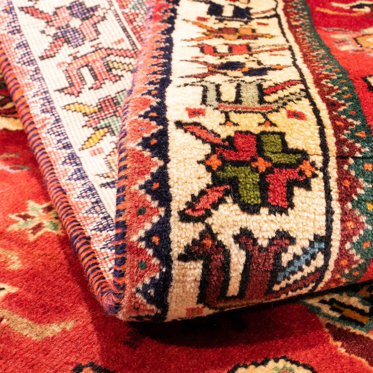 Alfombra persa - Nómada - 162 x 120 cm - rojo oscuro