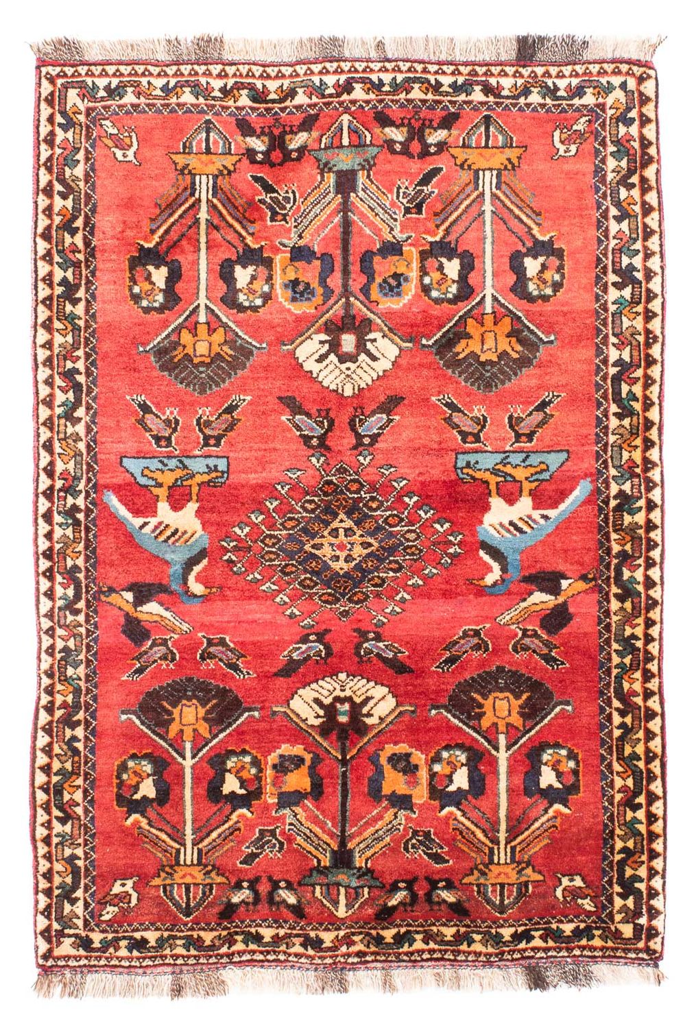 Alfombra persa - Nómada - 168 x 112 cm - rojo oscuro