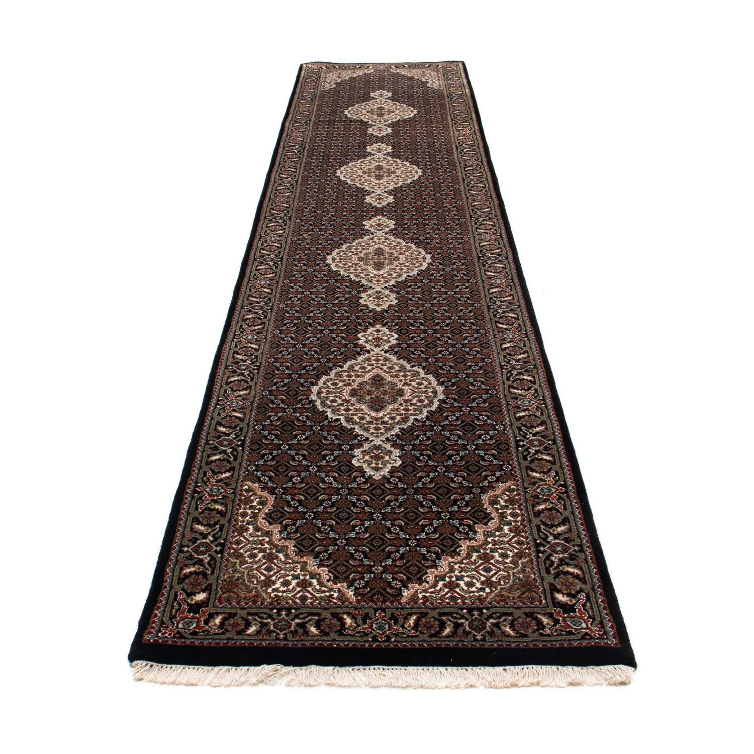 Alfombra de pasillo Alfombra persa - Tabriz - 393 x 83 cm - azul oscuro