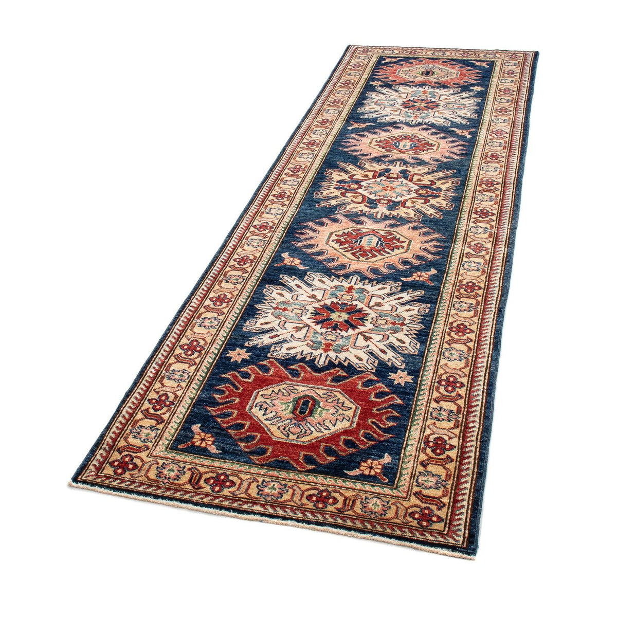 Alfombra de pasillo Alfombra Ziegler - Kazak - 252 x 77 cm - azul oscuro