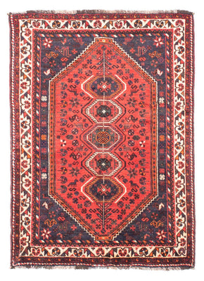 Alfombra persa - Nómada - 155 x 116 cm - rojo oscuro