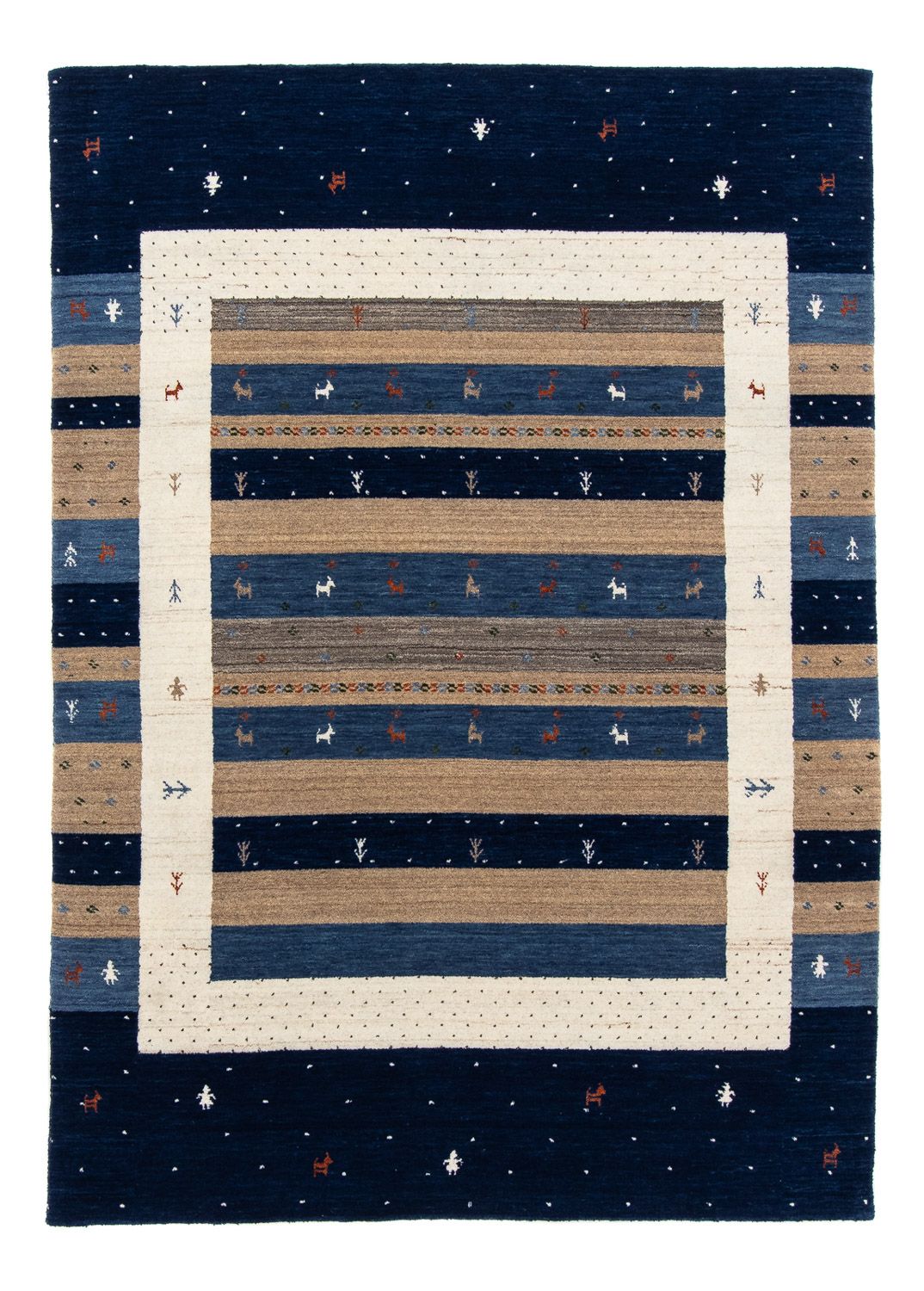 Alfombra Gabbeh - Loribaft Persa - 201 x 144 cm - azul oscuro