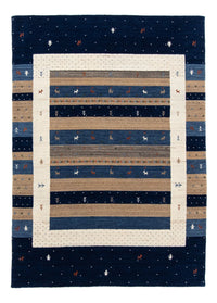 Alfombra Gabbeh - Loribaft Persa - 201 x 144 cm - azul oscuro