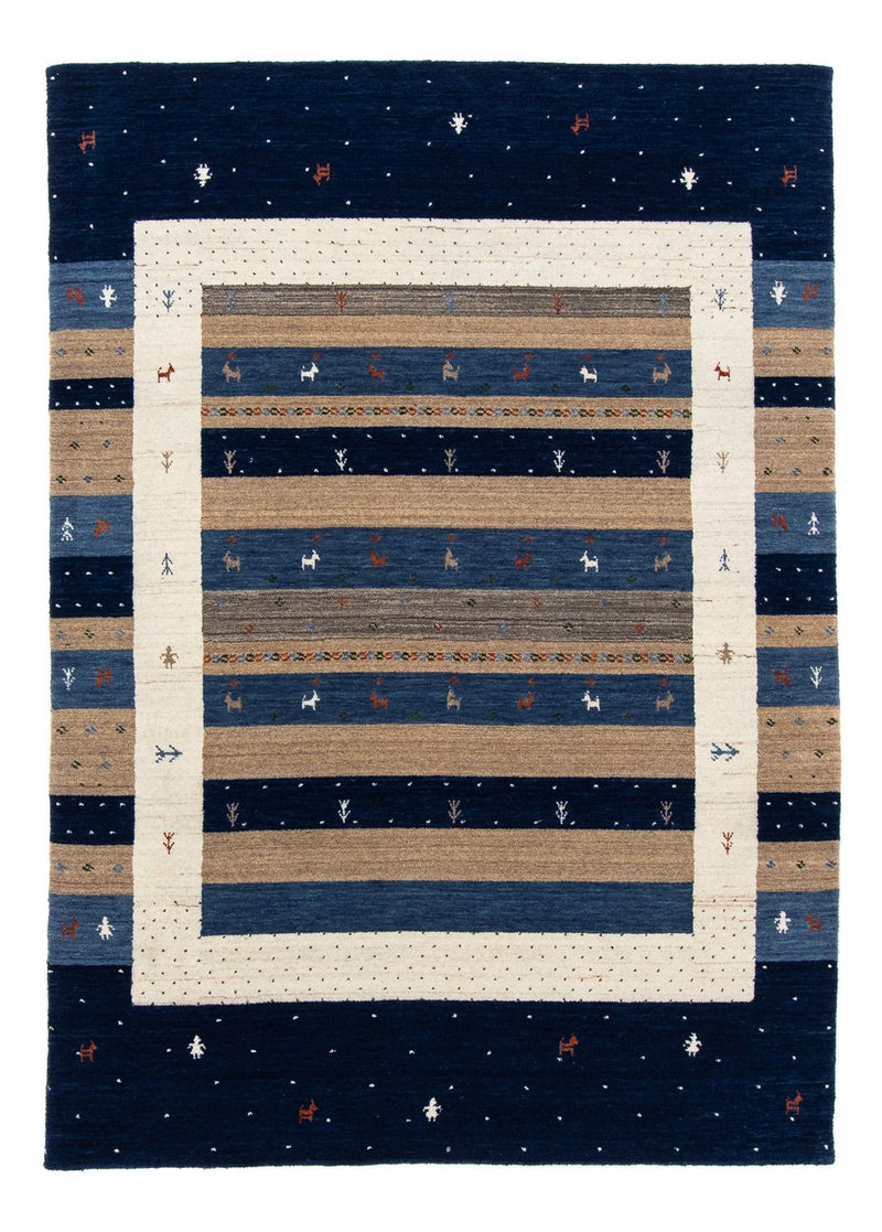 Alfombra Gabbeh - Loribaft Persa - 201 x 144 cm - azul oscuro