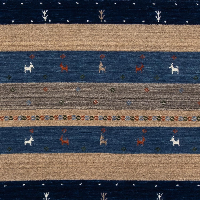 Alfombra Gabbeh - Loribaft Persa - 201 x 144 cm - azul oscuro