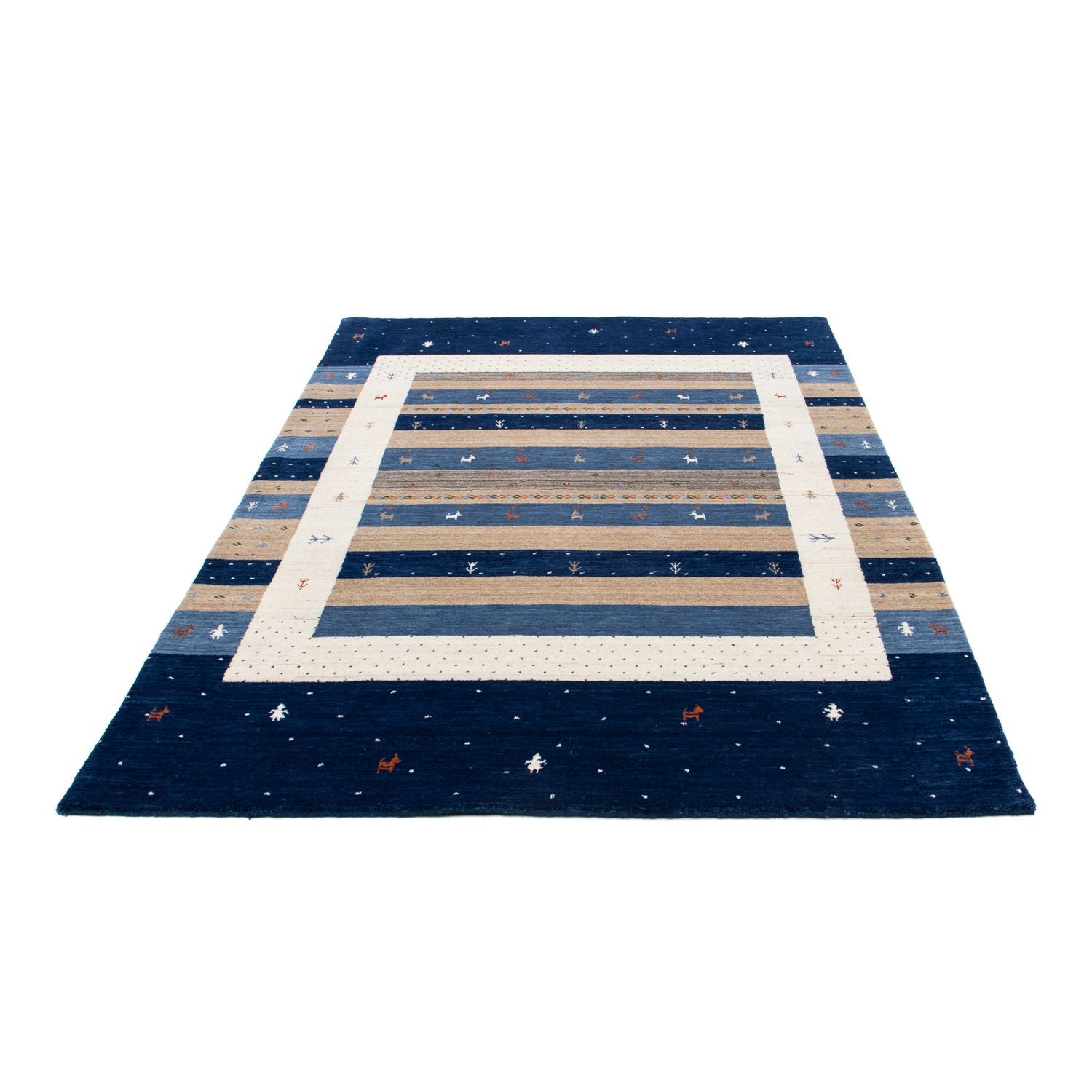 Alfombra Gabbeh - Loribaft Persa - 201 x 144 cm - azul oscuro