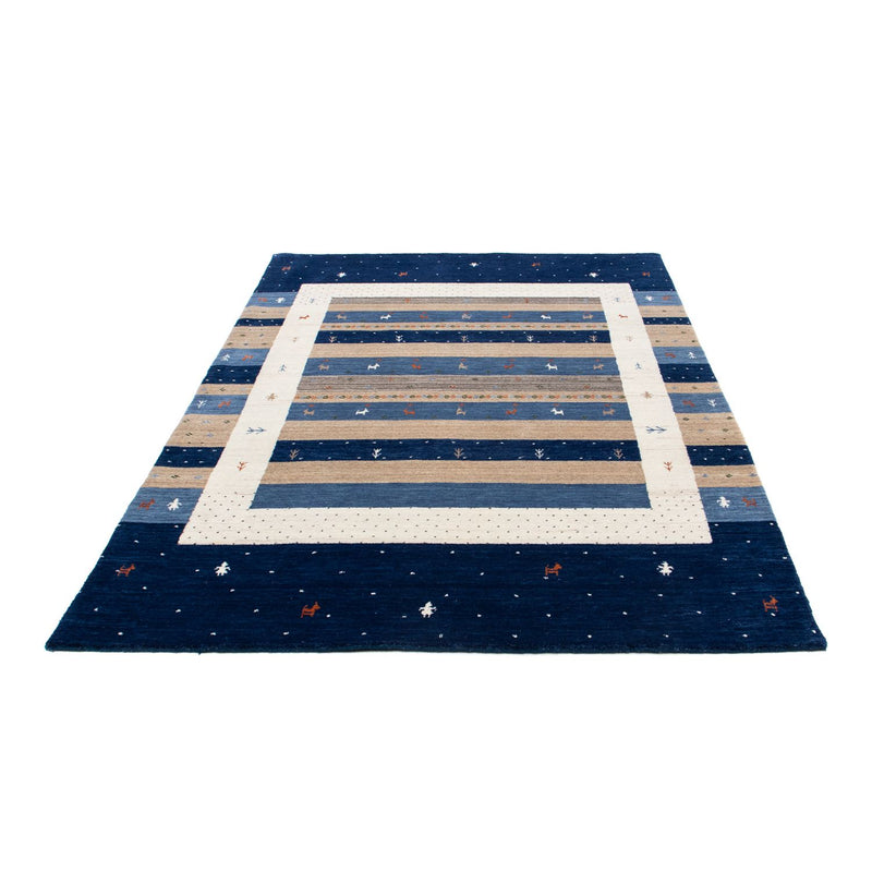 Alfombra Gabbeh - Loribaft Persa - 201 x 144 cm - azul oscuro