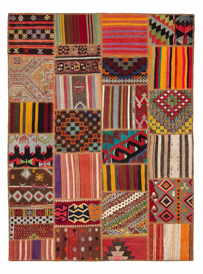Alfombra de patchwork 168x239cm - Alfombra de lana