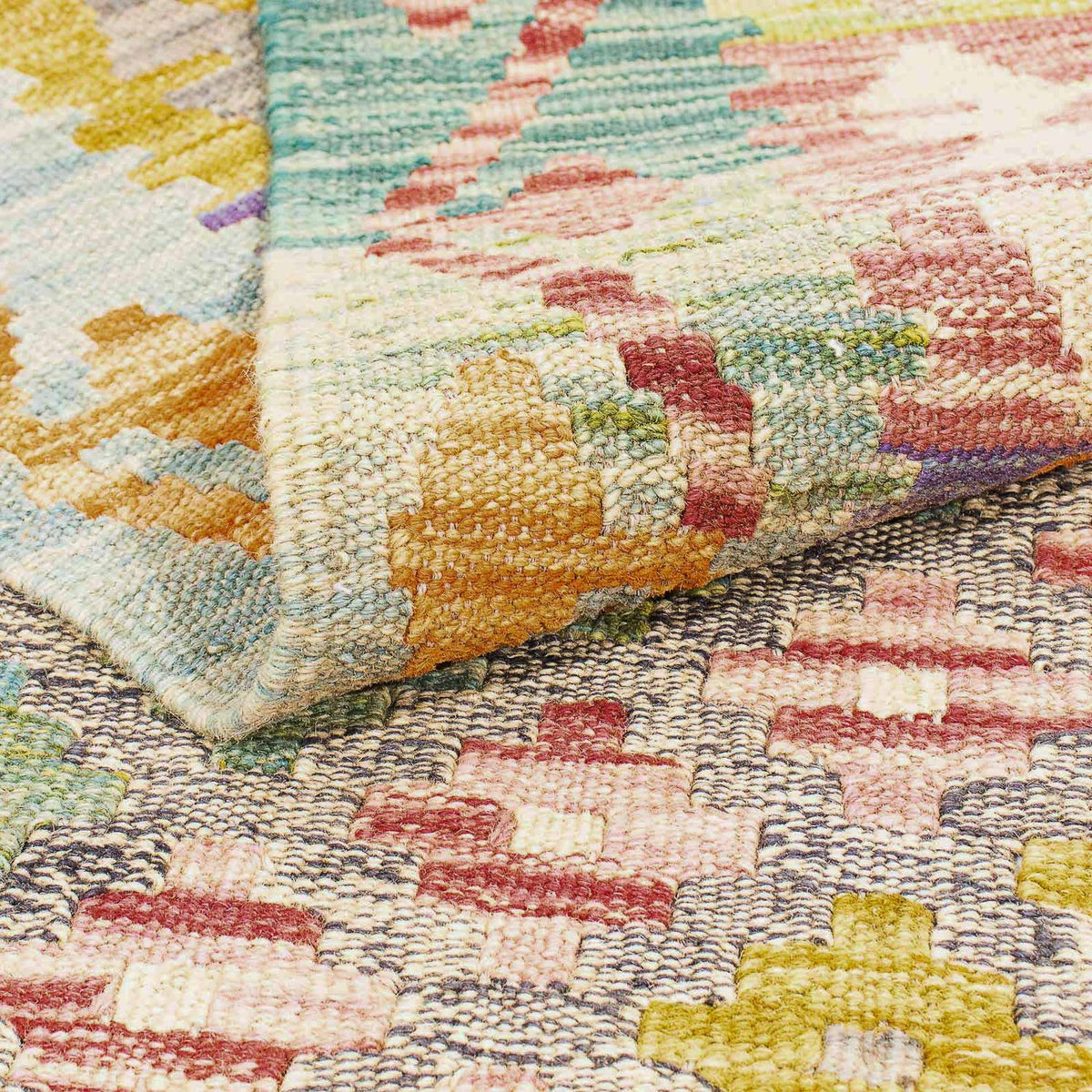 Alfombra Kelim - Splash - 241 x 202 cm - multicolor