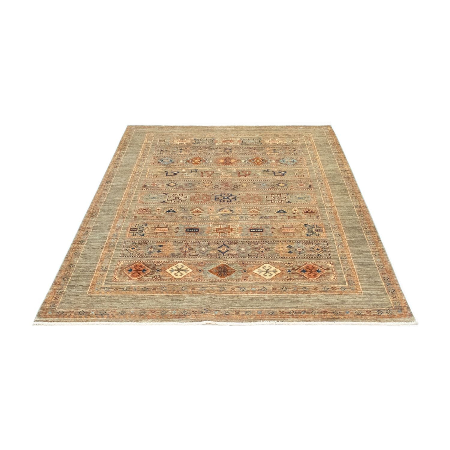 Alfombra afgana - 199 x 150 cm - gris
