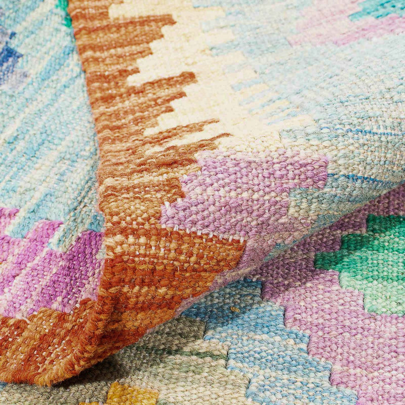 Alfombra Kelim - Splash - 180 x 136 cm - azul claro