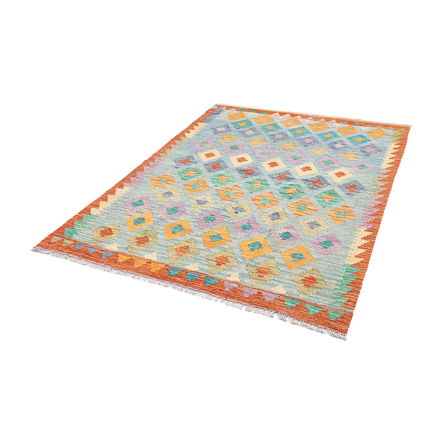 Alfombra Kelim - Splash - 180 x 136 cm - azul claro