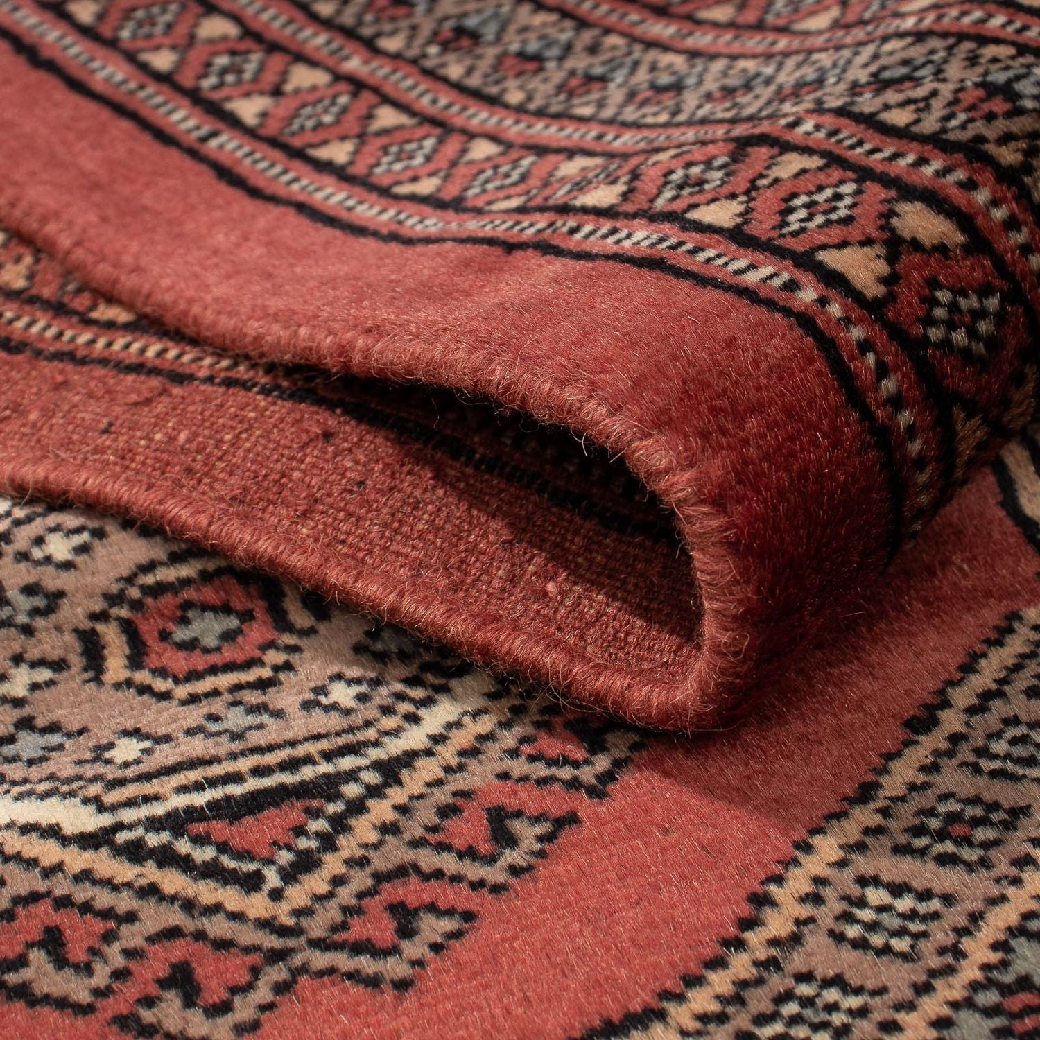Alfombra de pasillo Alfombra afgana - Bukhara - 396 x 64 cm - rojo oscuro