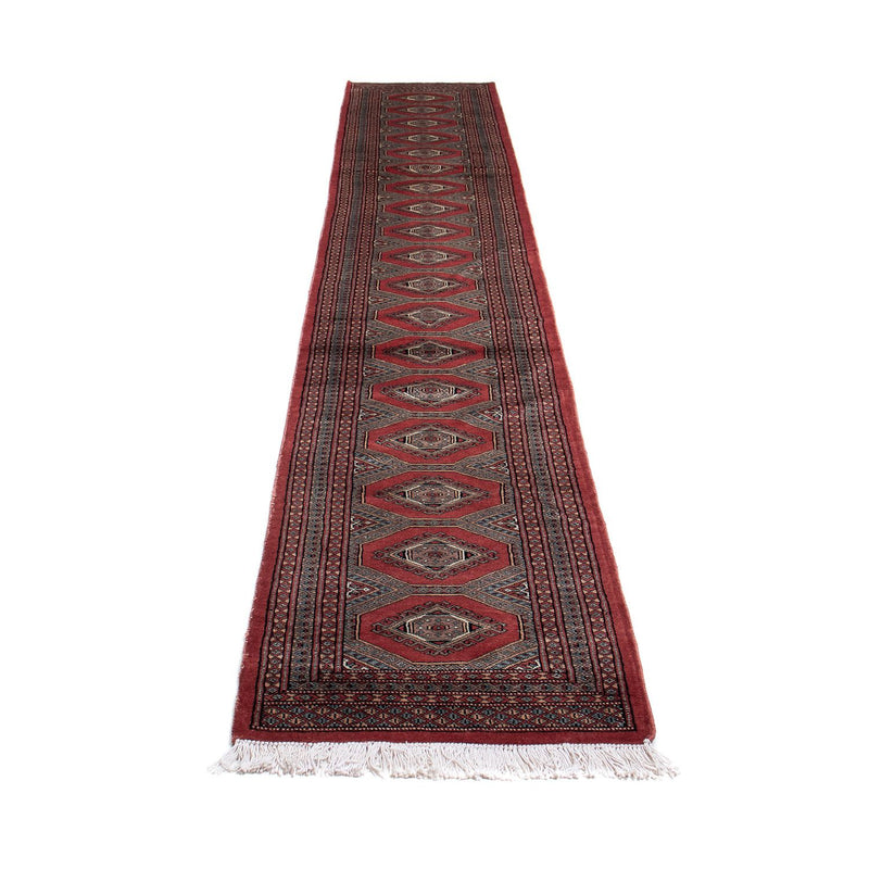 Alfombra de pasillo Alfombra afgana - Bukhara - 396 x 64 cm - rojo oscuro