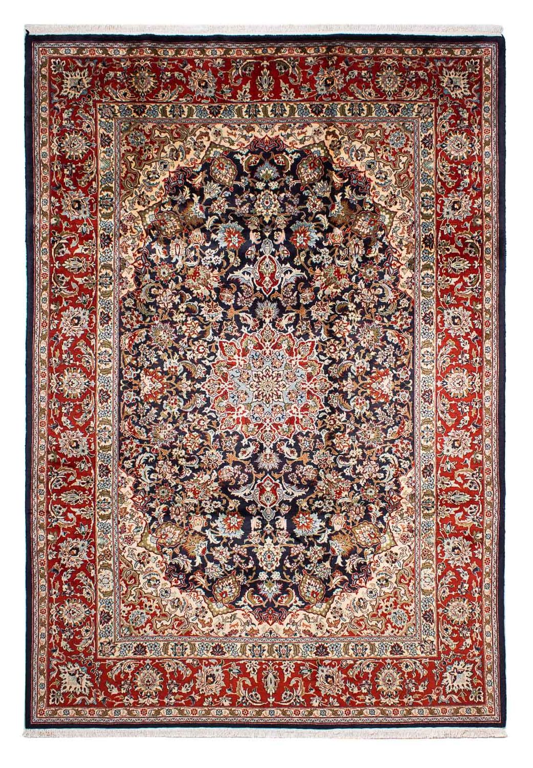 Alfombra persa - Keshan - 299 x 205 cm - azul oscuro