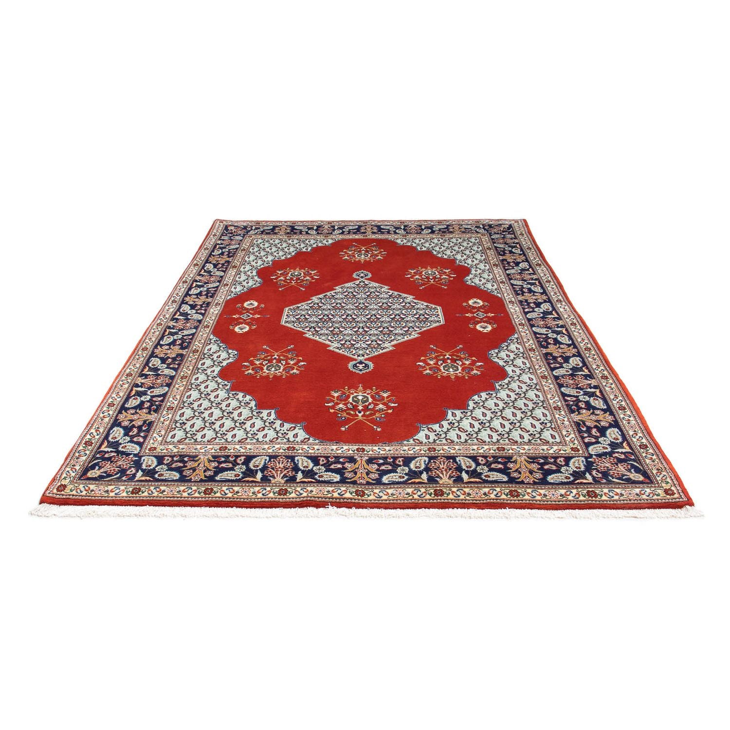 Alfombra persa - Ghom - 243 x 179 cm - rojo oscuro