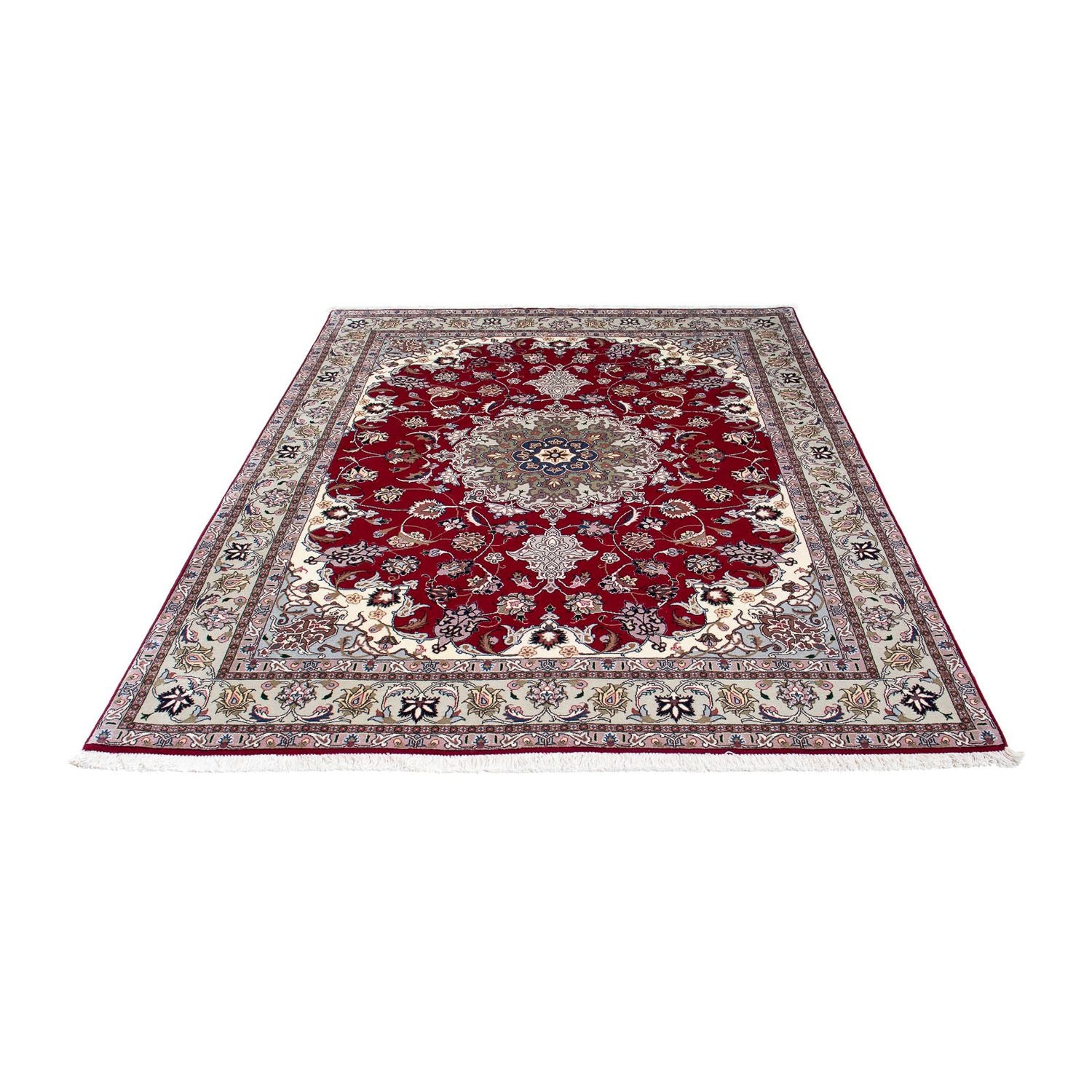 Alfombra Persa - Tabriz - Real - 202 x 150 cm - rojo oscuro