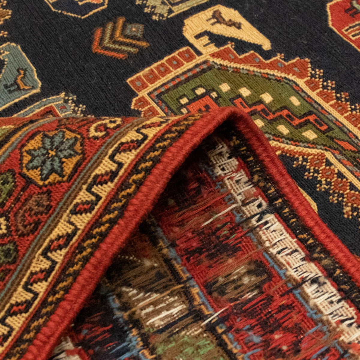 Alfombra persa - Nómada - 283 x 194 cm - azul oscuro