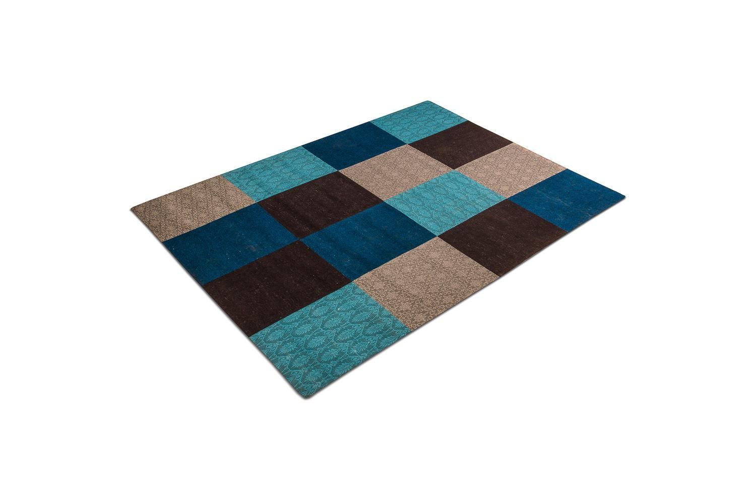 Alfombra de patchwork - 240 x 170 cm - turquesa