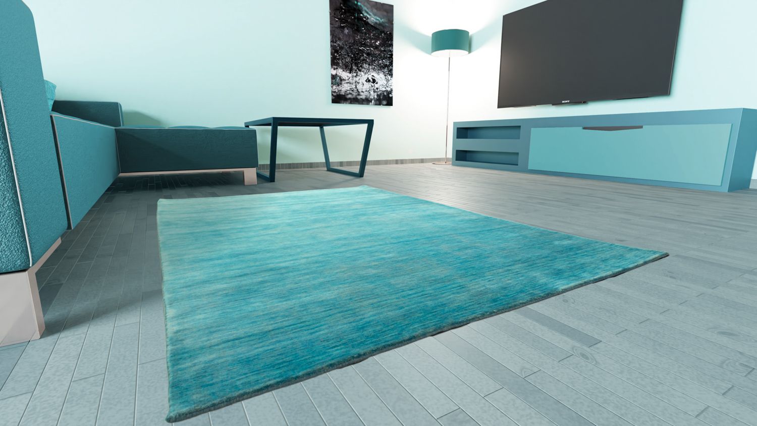 Alfombra Gabbeh - Indus cuadrado  - 250 x 250 cm - turquesa