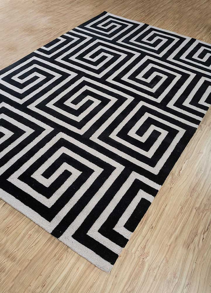 Alfombra de lana - 330 x 240 cm - blanco y negro