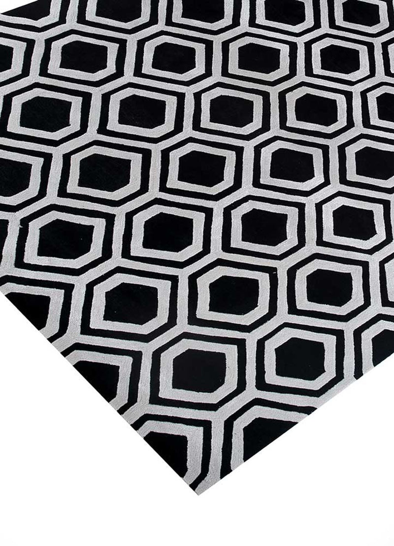 Alfombra de lana - 330 x 240 cm - blanco y negro