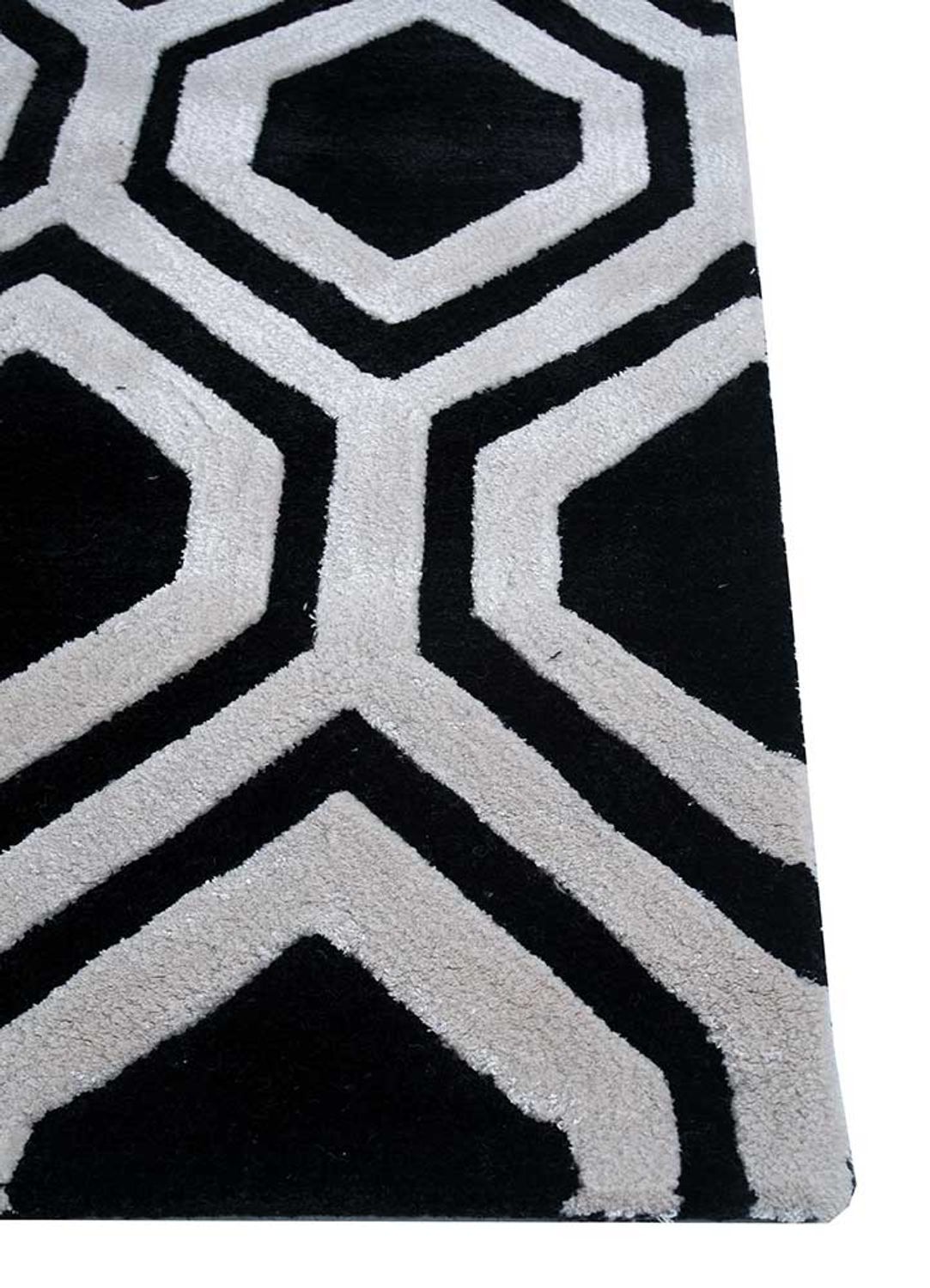 Alfombra de lana - 330 x 240 cm - blanco y negro