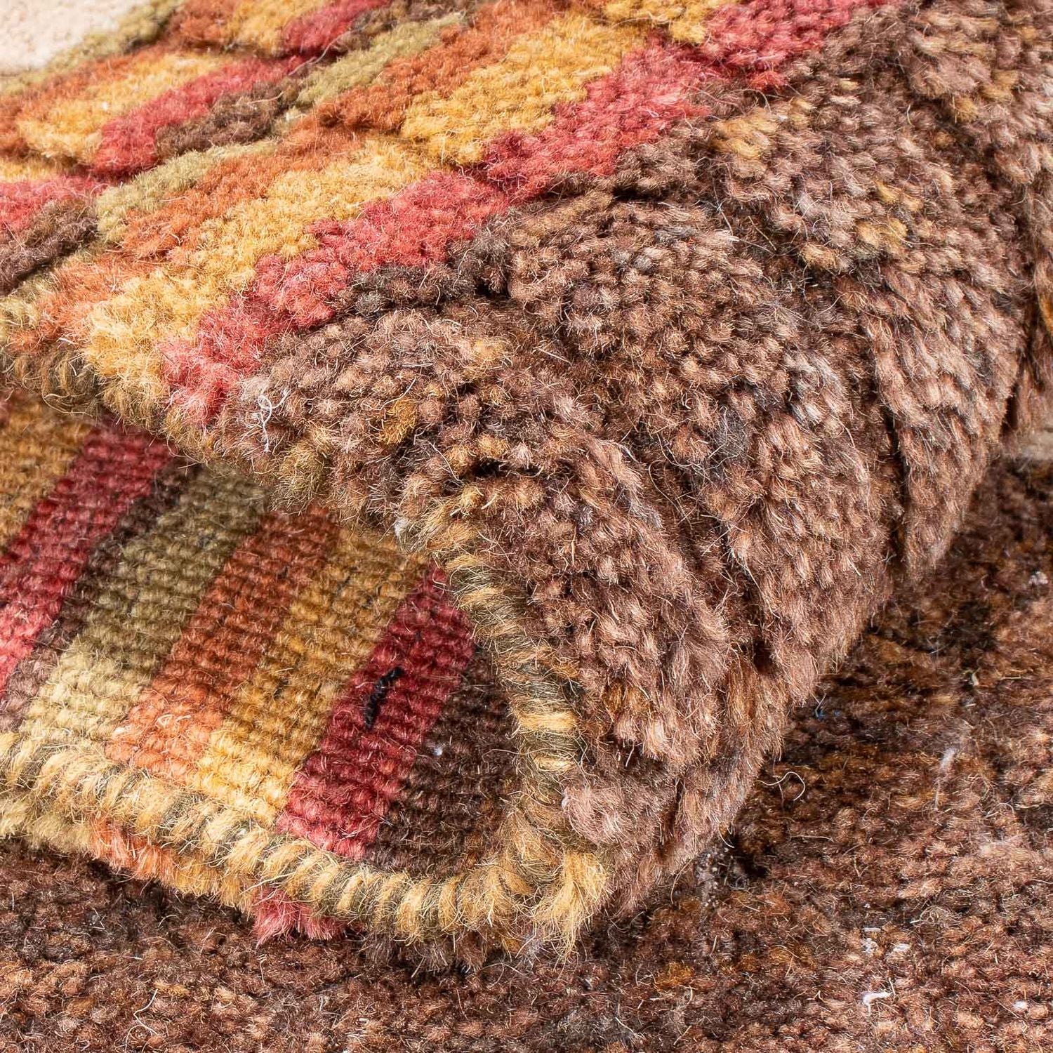 Alfombra Gabbeh - Loribaft Softy - 150 x 100 cm - marrón oscuro