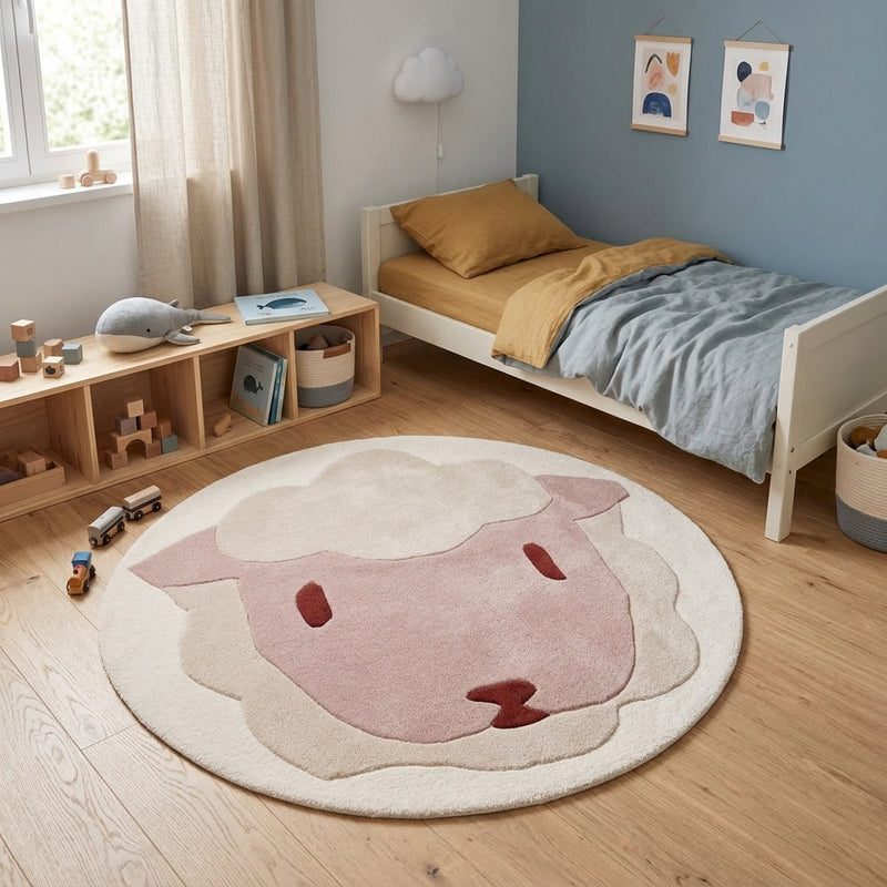 Oveja Alfombra Infantil Redondo