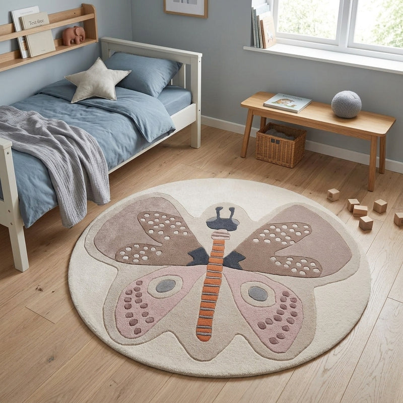 Mariposa Alfombra Infantil Redondo