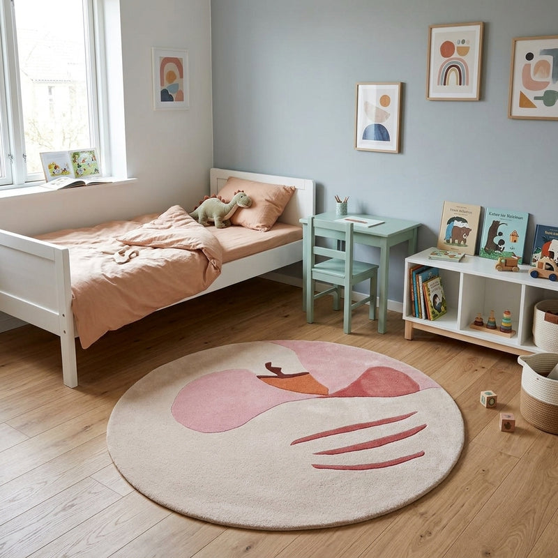 Kinderteppich Schwan rund