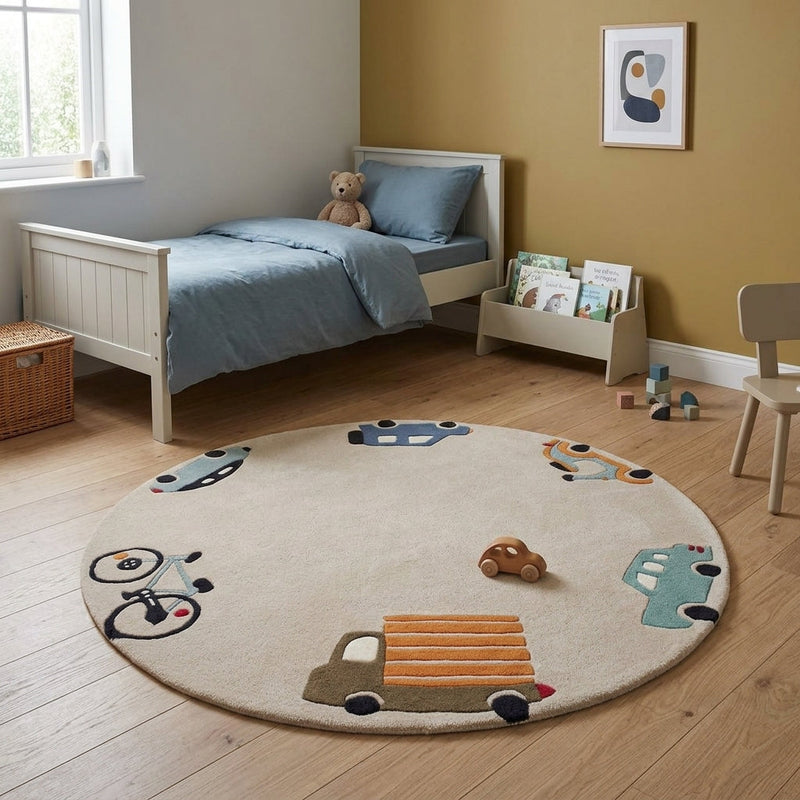 Coches Alfombra Infantil Redondo